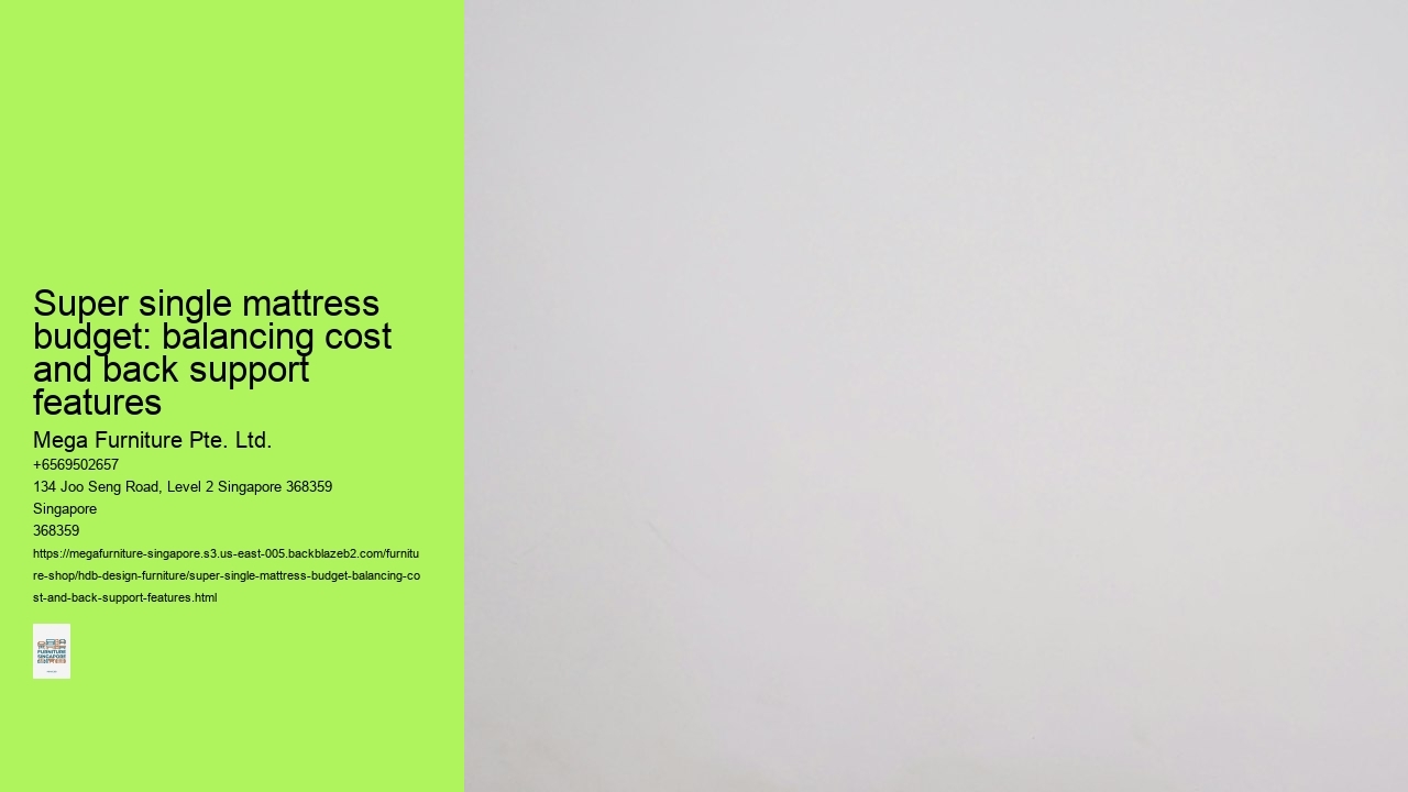 Super single mattress budget: balancing cost and back support features